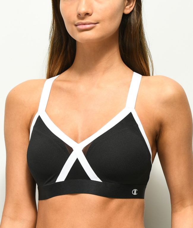 white and black sports bra